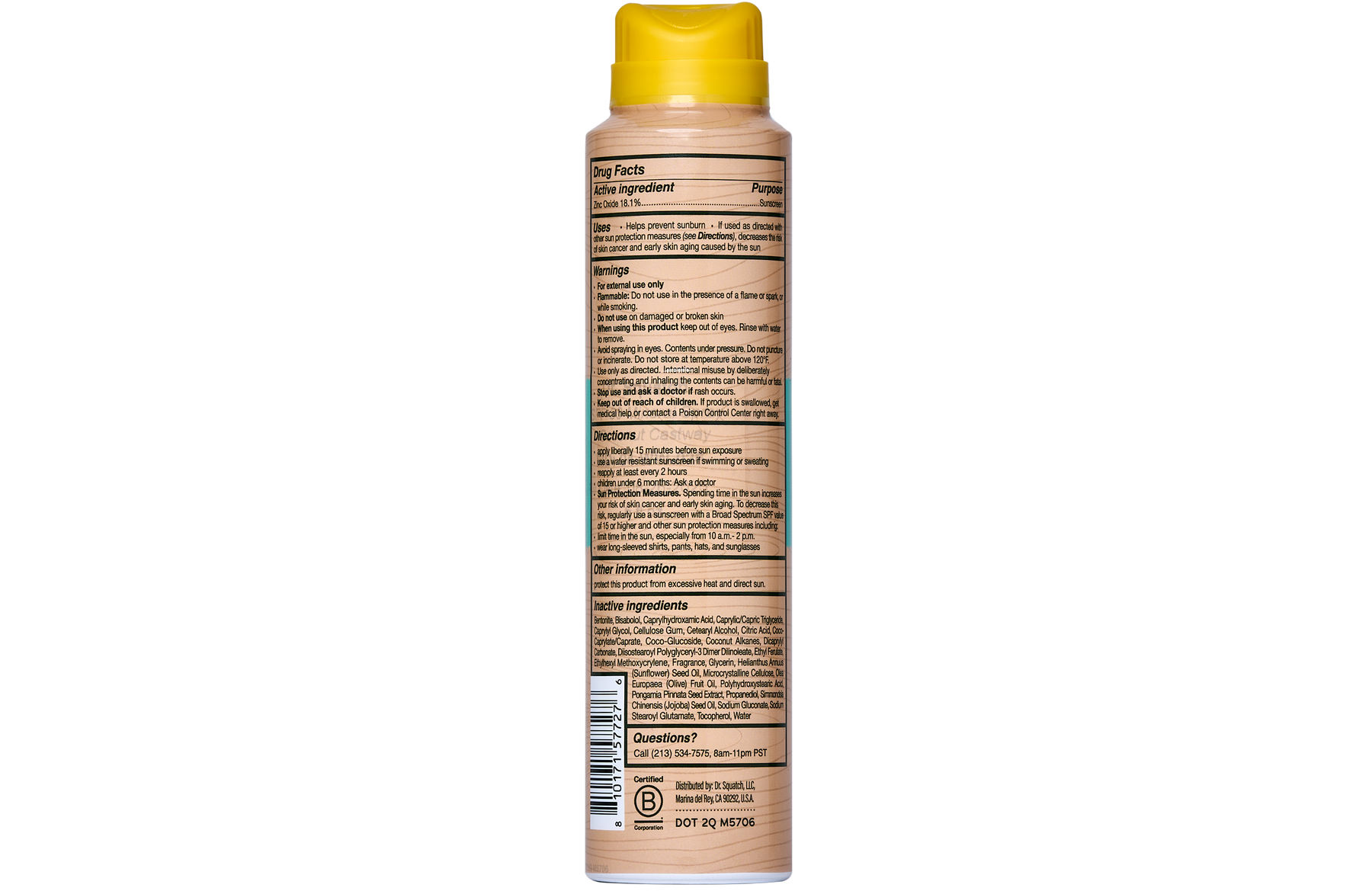 Dr. Squatch Spray | SPF 30 UVA/UVB Protection | Non-Greasy Mineral Sunscreen for Men - Skin Support