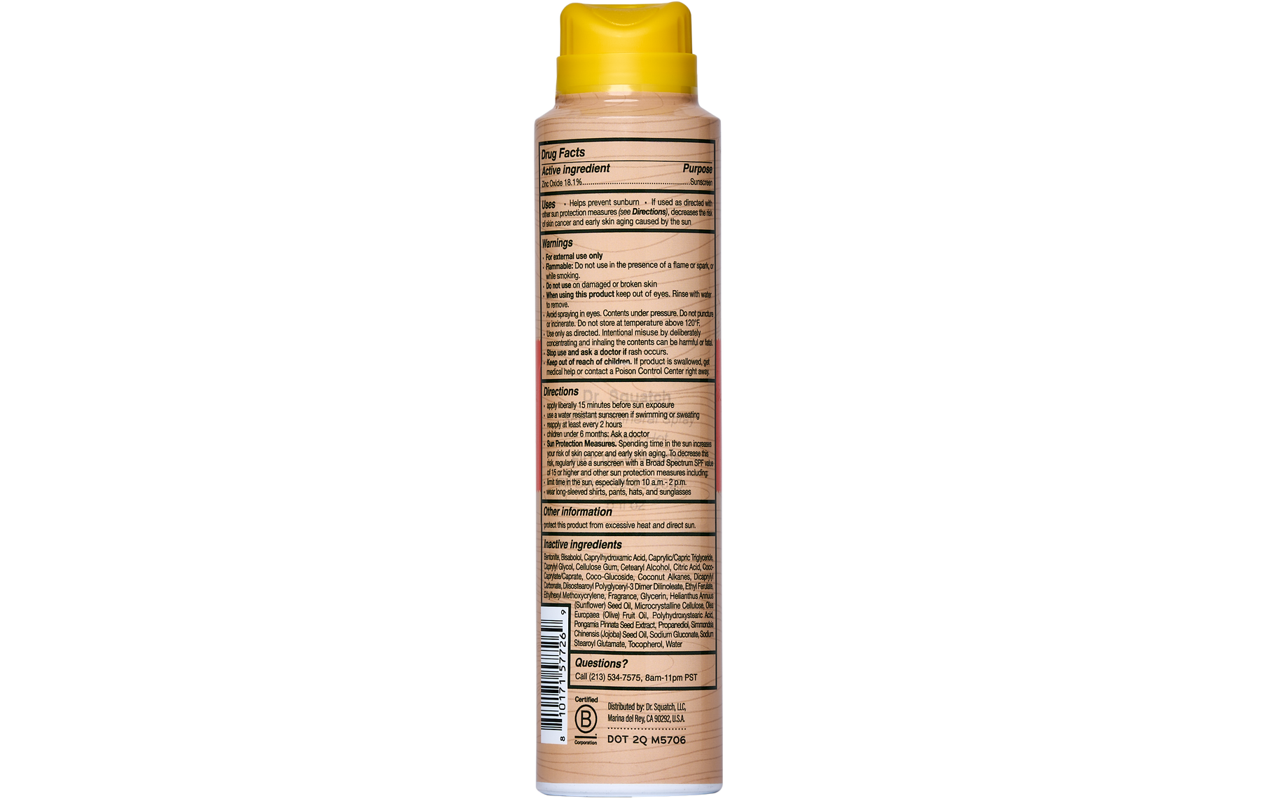 Dr. Squatch Spray | SPF 30 UVA/UVB Protection | Non-Greasy Mineral Sunscreen for Men - Skin Support