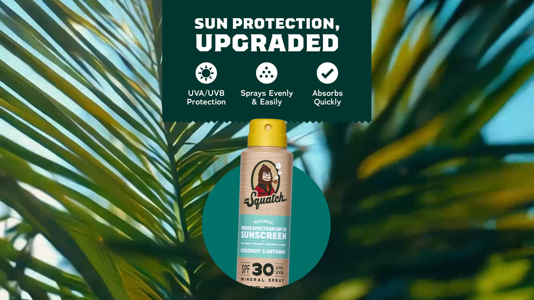 Dr. Squatch Spray | SPF 30 UVA/UVB Protection | Non-Greasy Mineral Sunscreen for Men - Skin Support
